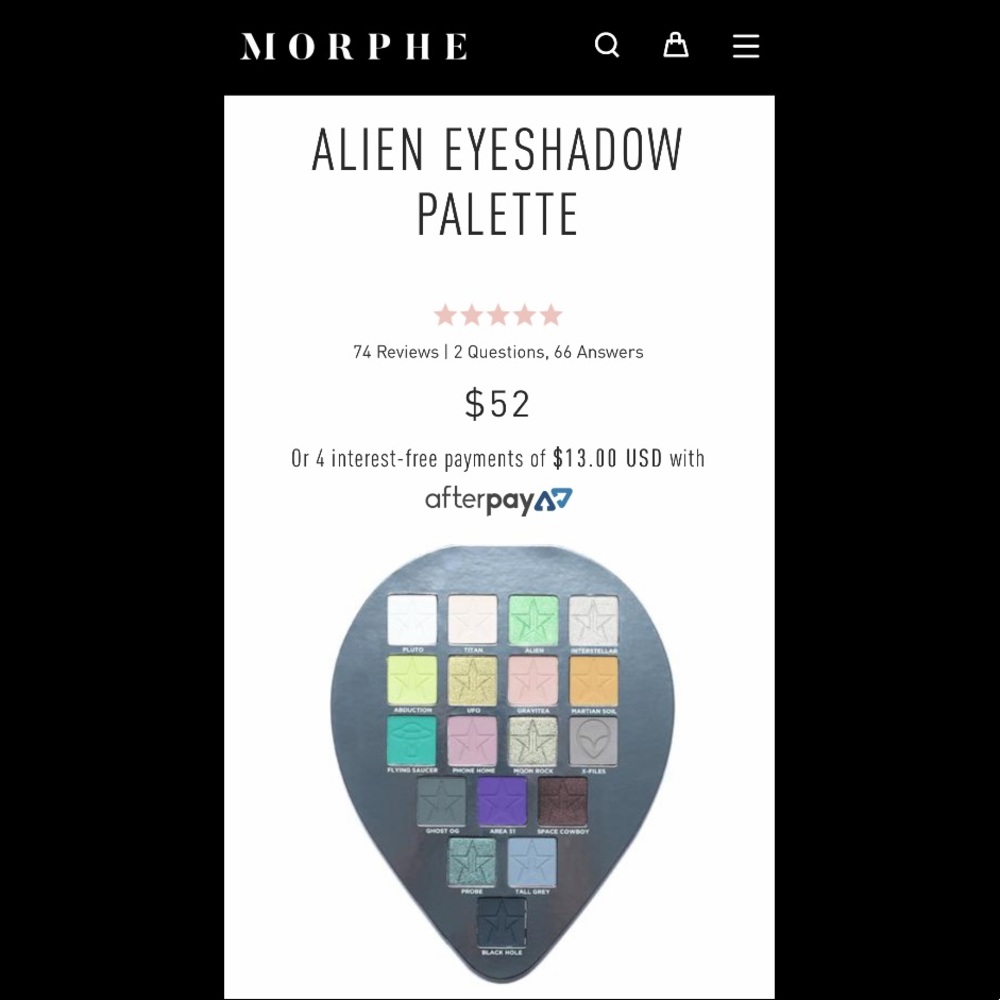 Jeffree Star alien eyeshadow palette